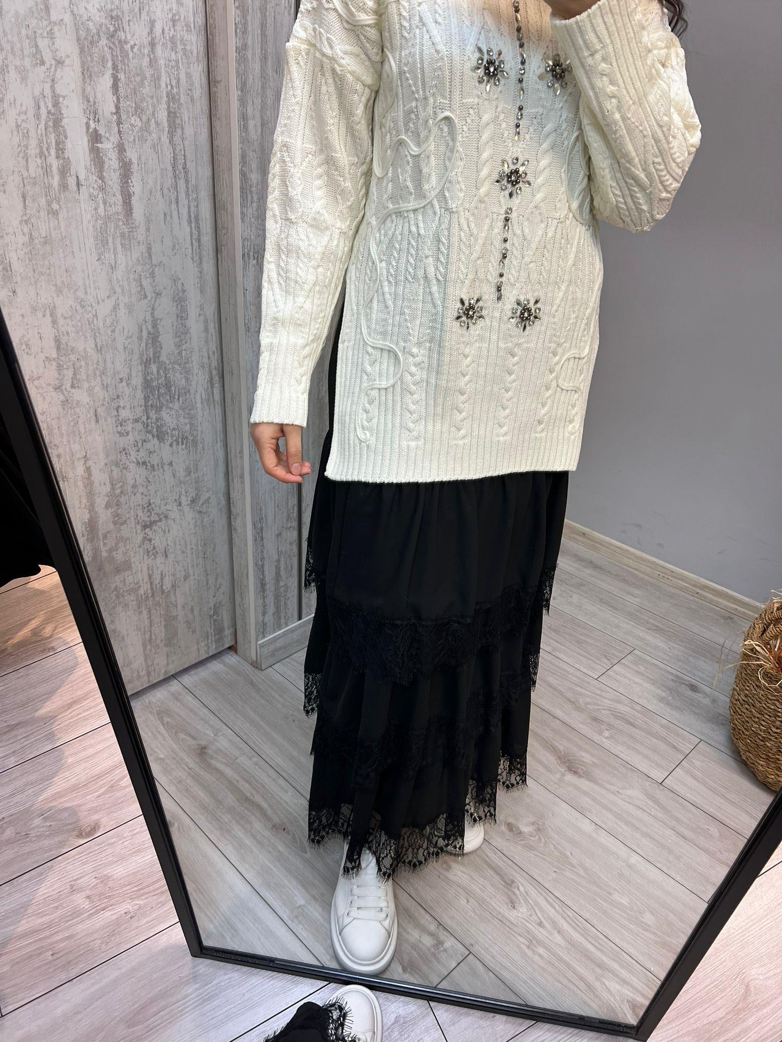 Missemramiss Ecru Taşlı Kazak