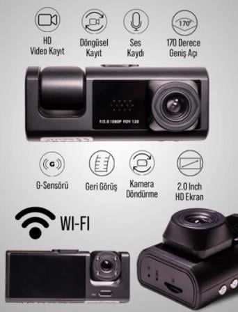 3 KAMERALI WİFİLİ KAYIT KAMERASI VR09 