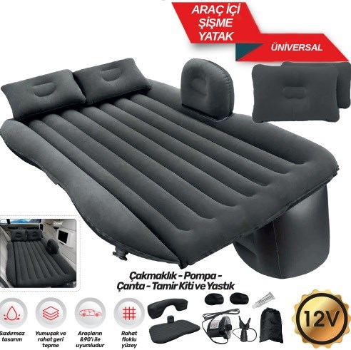 ARAÇ İÇİ 12V ŞİŞME YATAK POMPA + YASTIK SETİ KOD: 4620645
