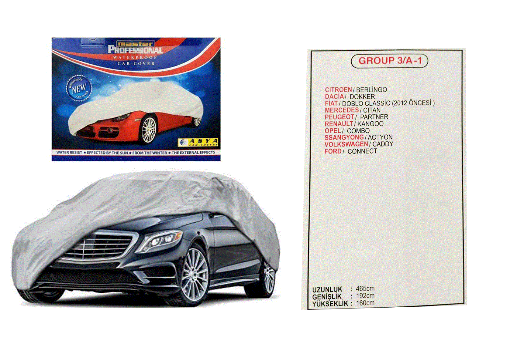 ASYA OTO BRANDA CONNECT CADDY KANGOO ESKİ YENİ MODEL DOBLO ESKİ MODEL U-465 G-1925CM Y-160CM KOD:GRUP 3A-1