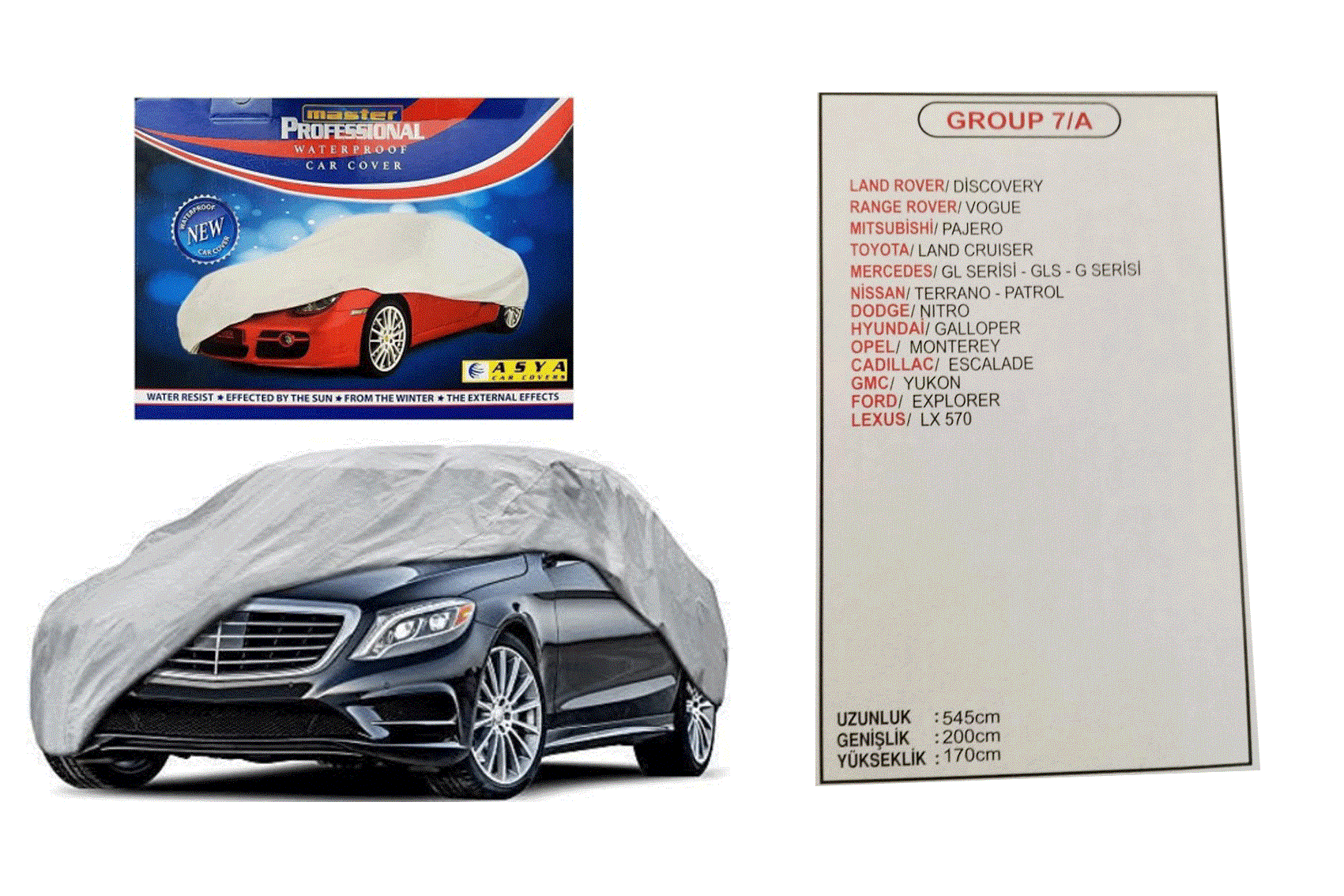 ASYA OTO BRANDA JEEP GRUBU DİSCOVERY VOUGE MERCEDES GL DODGE NİTRO U-545 G-200CM Y-170CM KOD:GRUP 7A