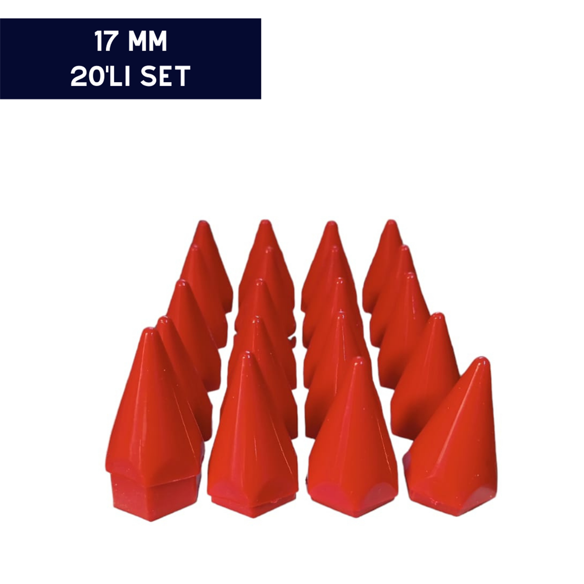 BİJON KAPAĞI RENKLİ SİVRİ KIRMIZI 17MM 20'Lİ SET KOD:007027