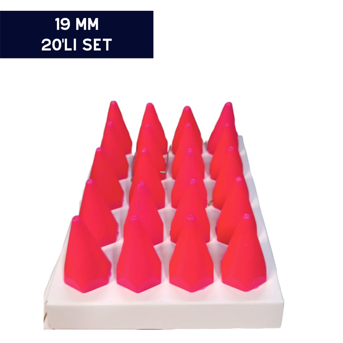 BİJON KAPAĞI RENKLİ SİVRİ PEMBE 19MM 20'Lİ SET KOD:007038