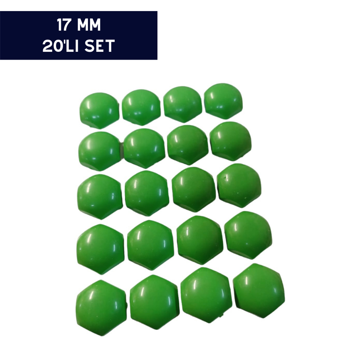 BİJON KAPAĞI RENKLİ YEŞİL 17MM 20'Lİ SET KOD:N142