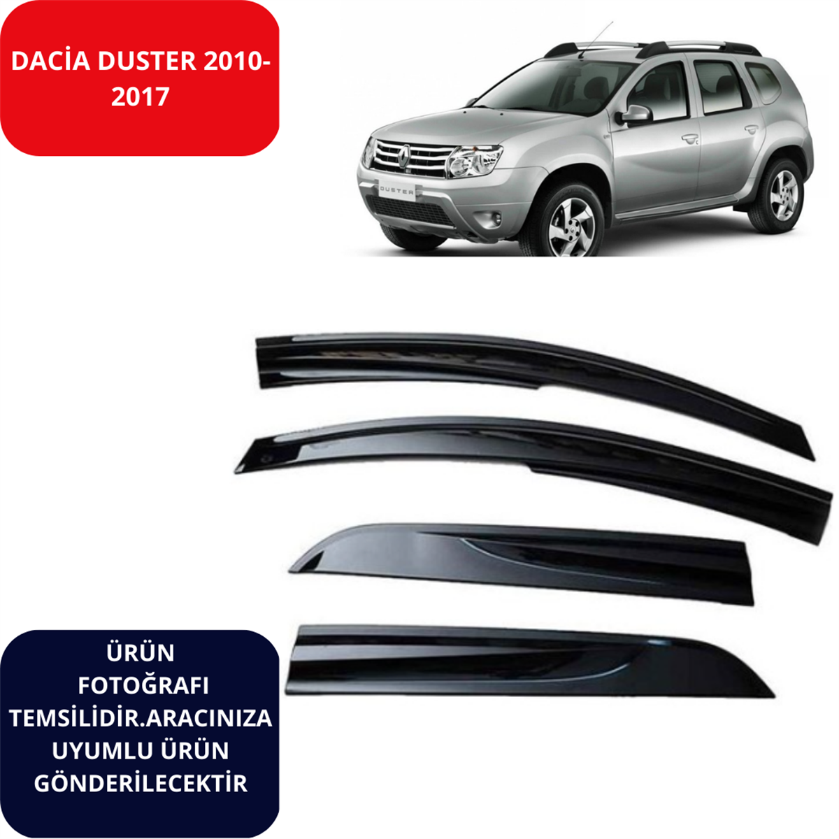 CAM RÜZGARLIĞI 4'LÜ DACİA DUSTER 2010-2017 SUNPLEX KOD:SP-S-28