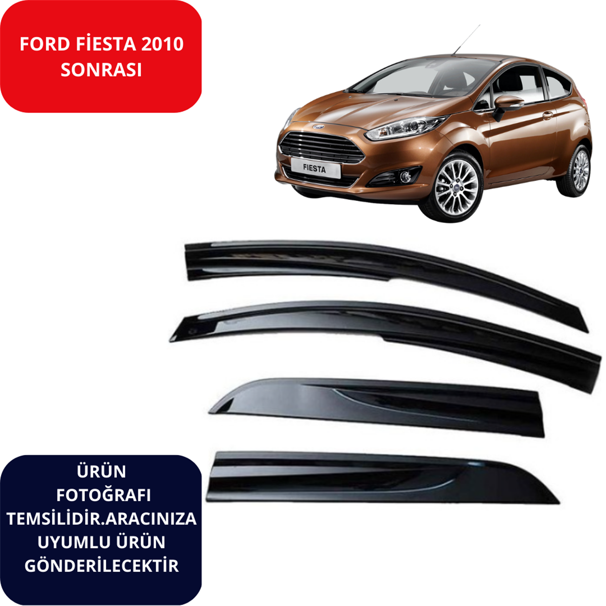 CAM RÜZGARLIĞI 4'LÜ FORD FİESTA KASA ÖN-ARKA  SPORT  STYLE SUNPLEX KOD:SP-S-17