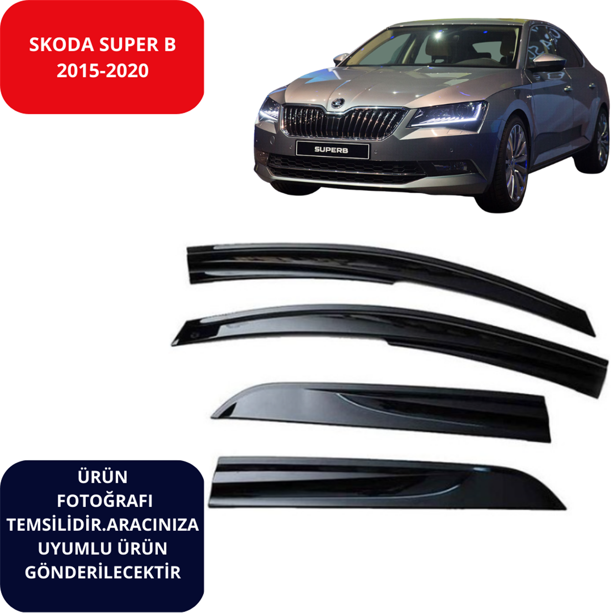 CAM RÜZGARLIĞI 4'LÜ SKODA SÜPER B 2015-2020 MÜGEN TİPİ KOD:SP-S-116