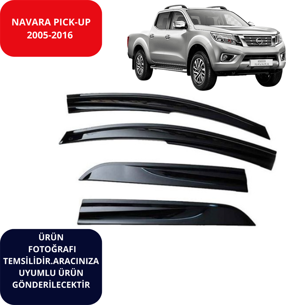 CAM RÜZGARLIK 4'LÜ NİSSAN NAVARA 2005-2016 KOD:SP-S-69