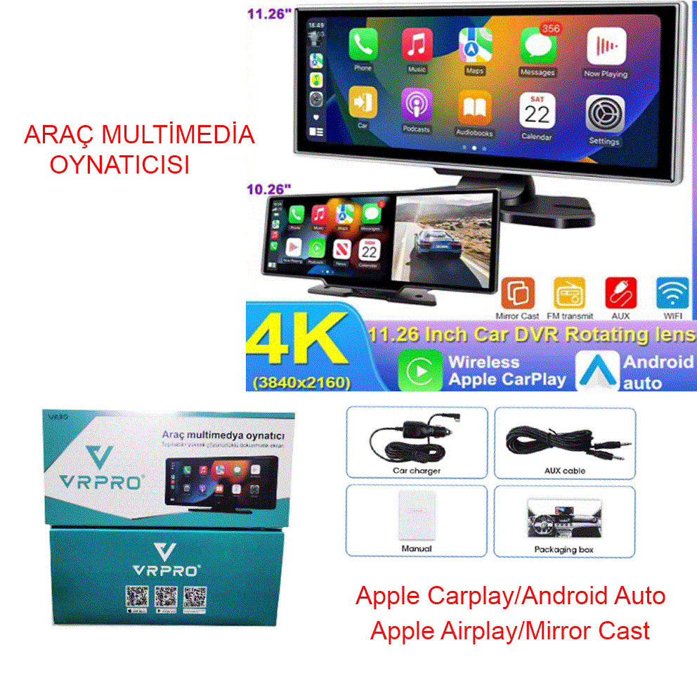CARPLAY ARAÇ MULTİMEDİA OYNATICISI KOD:VR80