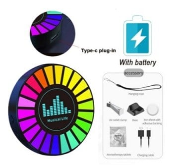 EKOLAYZER SESE DUYARLI KÜÇÜK YUVARLAK RGB USB ŞARJLI  KOKULU L027