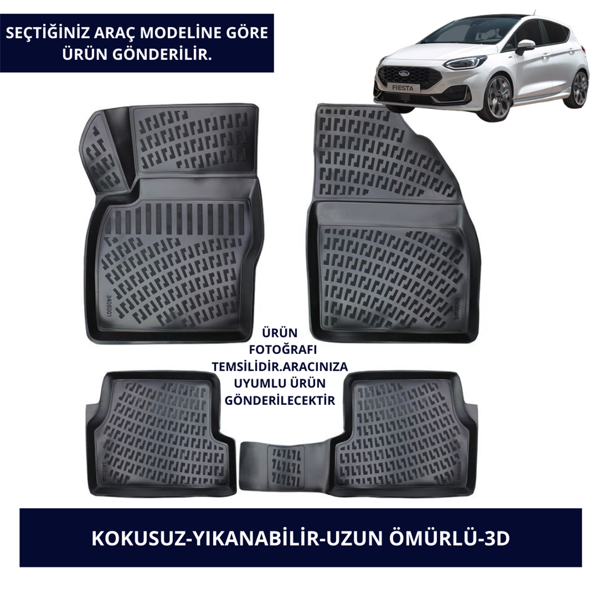 Ford Araçlar- Siyah 3D Kauçuk Paspas