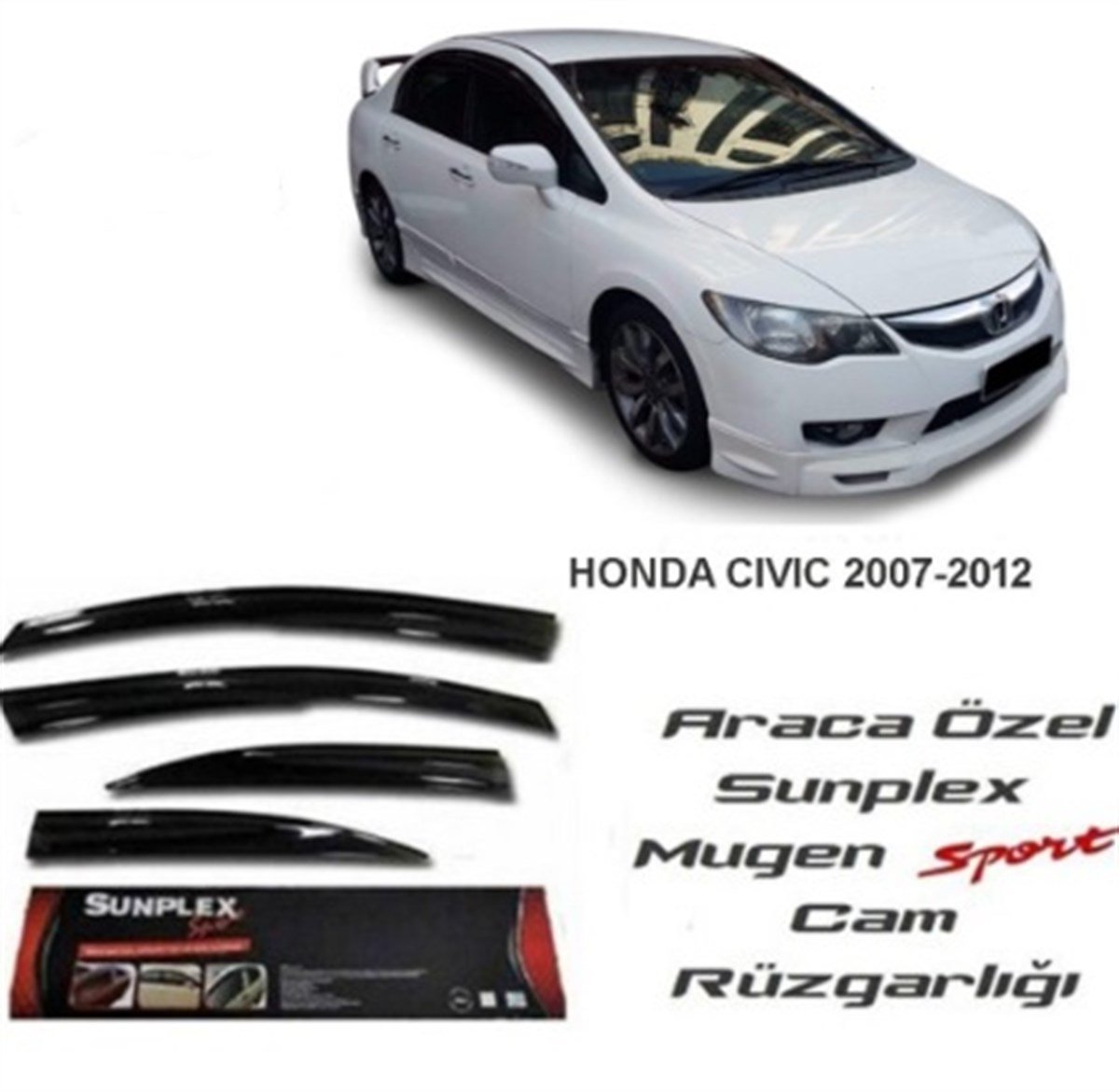 HONDA CIVIC 2007-2012 MUGEN CAM RÜZGARLIĞI ÖN-ARKA4prç SPS01