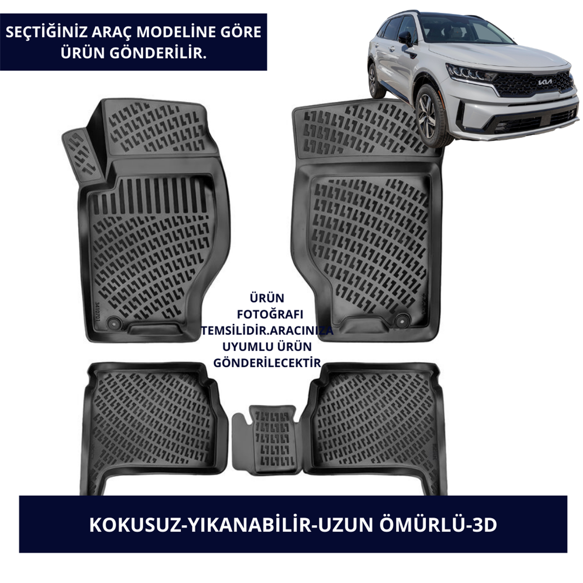 Kia Araçlar- Siyah 3D Kauçuk Paspas