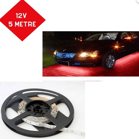 LED ŞERİT 3 ÇİPLİ 12V 5 MT KIRMIZI BX12031