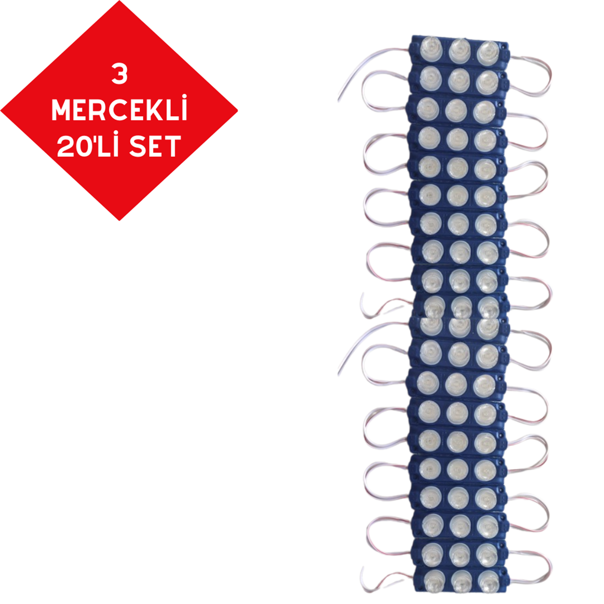 PARMAK LED 12V LAMBA 3 MERCEKLİ MAVİ KOD:0409929