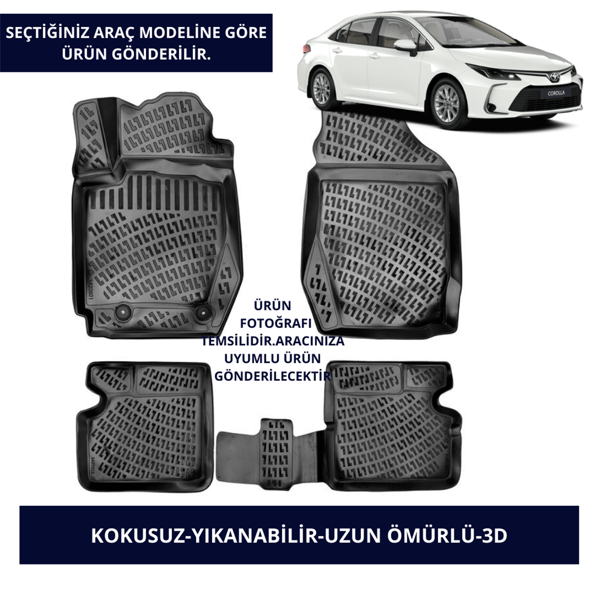 Toyota Araçlar- Siyah 3D Kauçuk Paspas