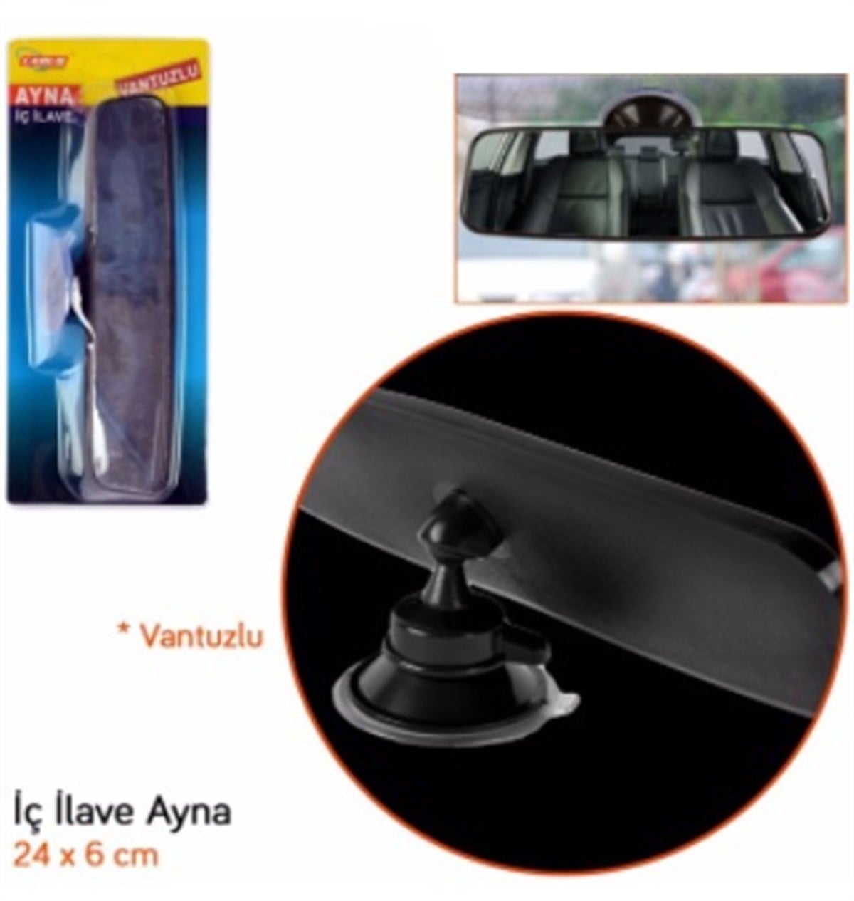 Vantuzlu İç İlave Ayna Orjinal Cam 5,5cmx24cm  Kod:0221171