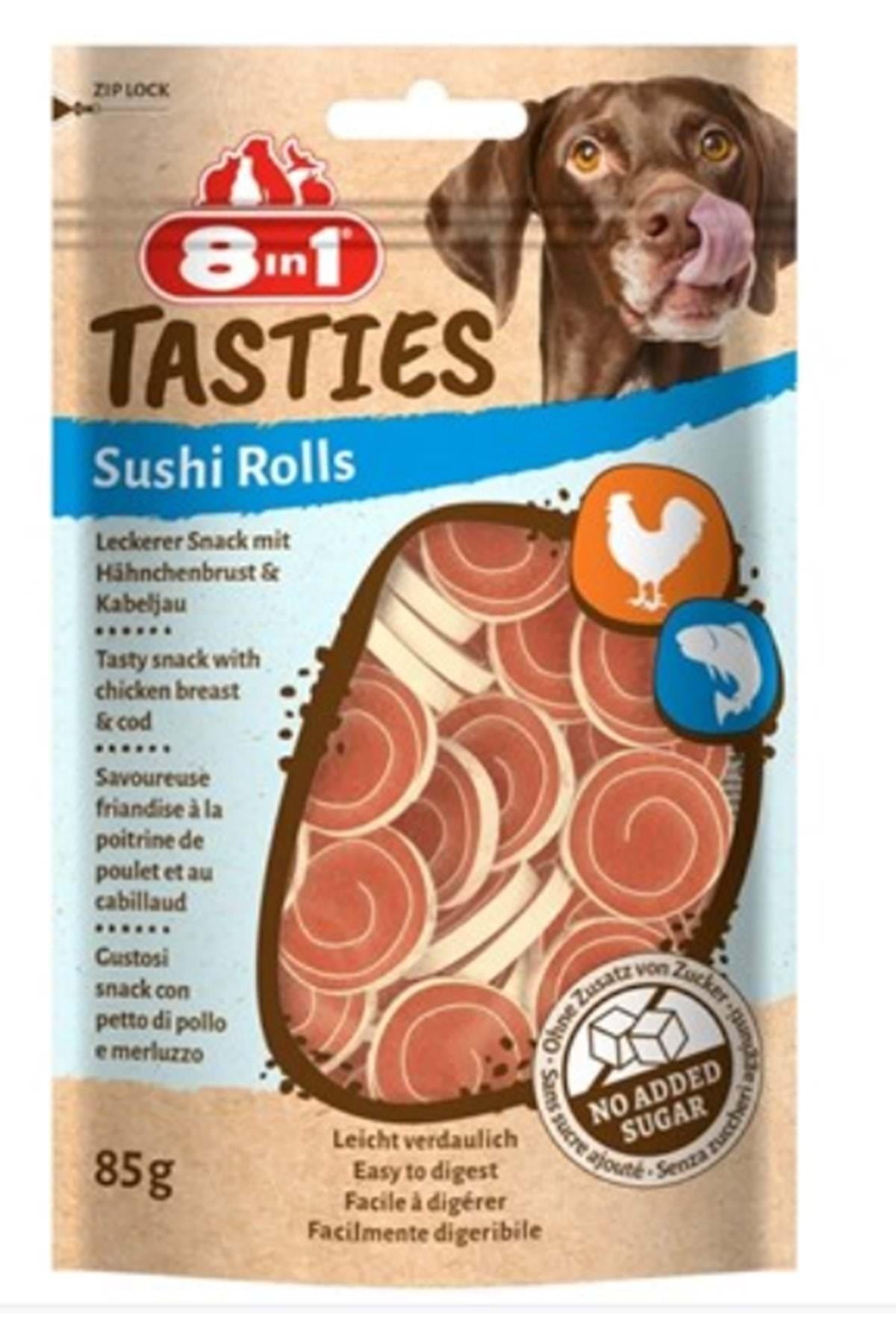 8in1 Tasties Sushi Rolls Tavuklu Balıklı Sushi Köpek Ödülü 85 Gr - İkizler Yem Market8in1 Tasties Sushi Rolls Tavuklu Balıklı Sushi Köpek Ödülü 85 Gr