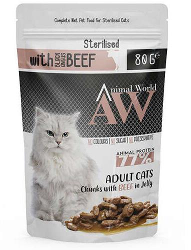 Animal World Sterilised Sığır Etli Kısırlaştırılmış Kedi Yaş Mama 80 Gr - İkizler Yem MarketAnimal World Sterilised Sığır Etli Kısırlaştırılmış Kedi Yaş Mama 80 Gr