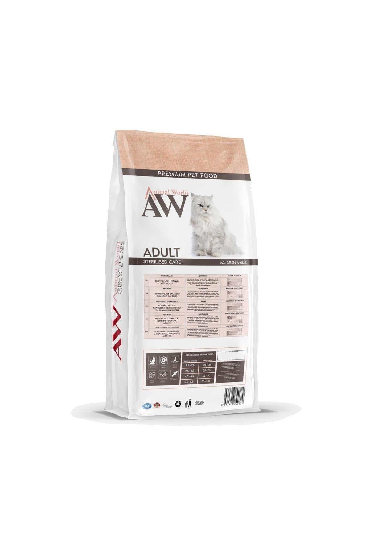 Animal World Sterilised Somonlu Kısırlaştırılmış Kedi Maması 15 Kg - İkizler Yem MarketAnimal World Sterilised Somonlu Kısırlaştırılmış Kedi Maması 15 Kg