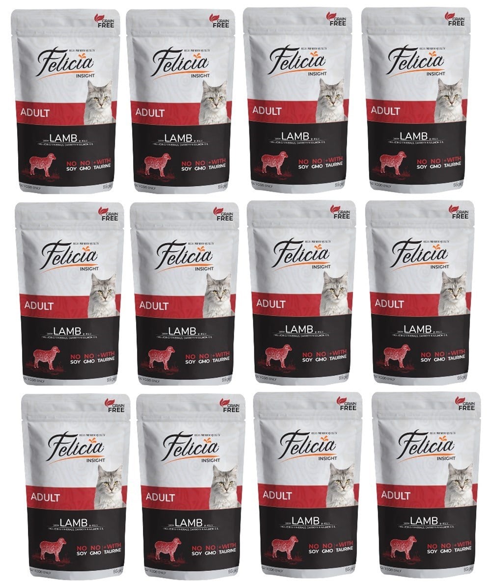 Felicia Tahılsız Yetişkin Kuzu Etli Yaş Kedi Maması 85 gr x 12 Adet - İkizler Yem MarketFelicia Tahılsız Yetişkin Kuzu Etli Yaş Kedi Maması 85 gr x 12 Adet