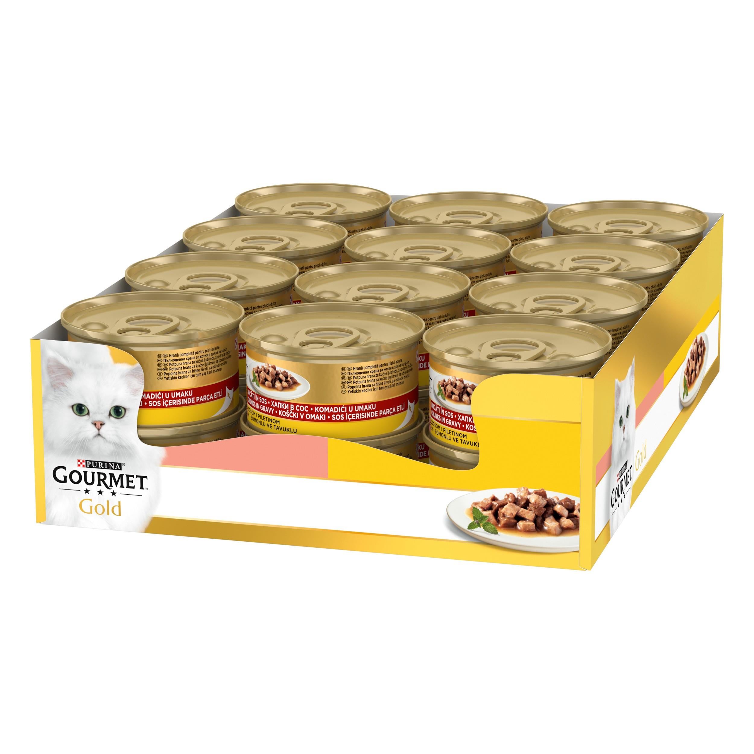 Gourmet Gold Parça Etli Soslu Somon ve Tavuk Kedi Konservesi 24 Adet* 85 Gr - İkizler Yem MarketGourmet Gold Parça Etli Soslu Somon ve Tavuk Kedi Konservesi 24 Adet* 85 Gr