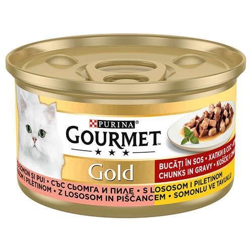 Gourmet Gold Parça Etli Soslu Somon ve Tavuk Kedi Konservesi 24 Adet* 85 Gr - İkizler Yem MarketGourmet Gold Parça Etli Soslu Somon ve Tavuk Kedi Konservesi 24 Adet* 85 Gr