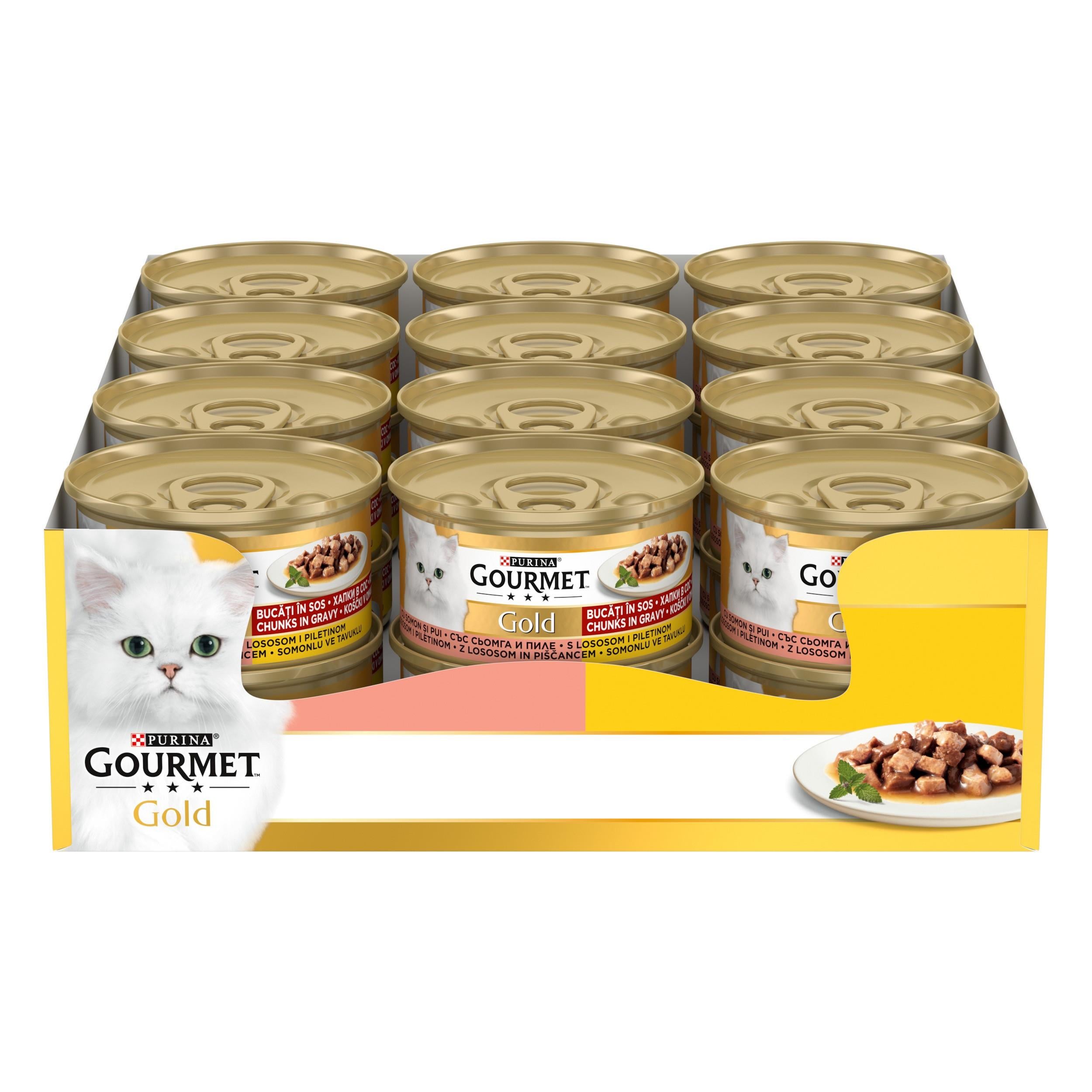 Gourmet Gold Parça Etli Soslu Somon ve Tavuk Kedi Konservesi 24 Adet* 85 Gr - İkizler Yem MarketGourmet Gold Parça Etli Soslu Somon ve Tavuk Kedi Konservesi 24 Adet* 85 Gr