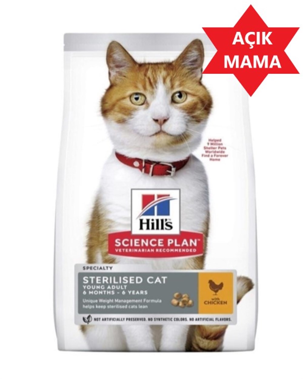 Hills Kısırlaştırılmış Tavuklu Kedi Maması 1 kg Açık Mama