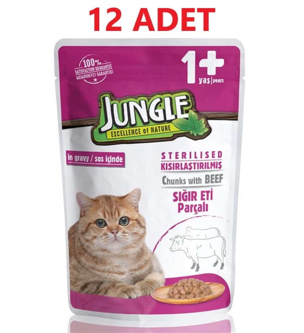 Jungle Pouch Kısır Kedi Biftekli 100 Gr x 12 Adet - İkizler Yem MarketJungle Pouch Kısır Kedi Biftekli 100 Gr x 12 Adet