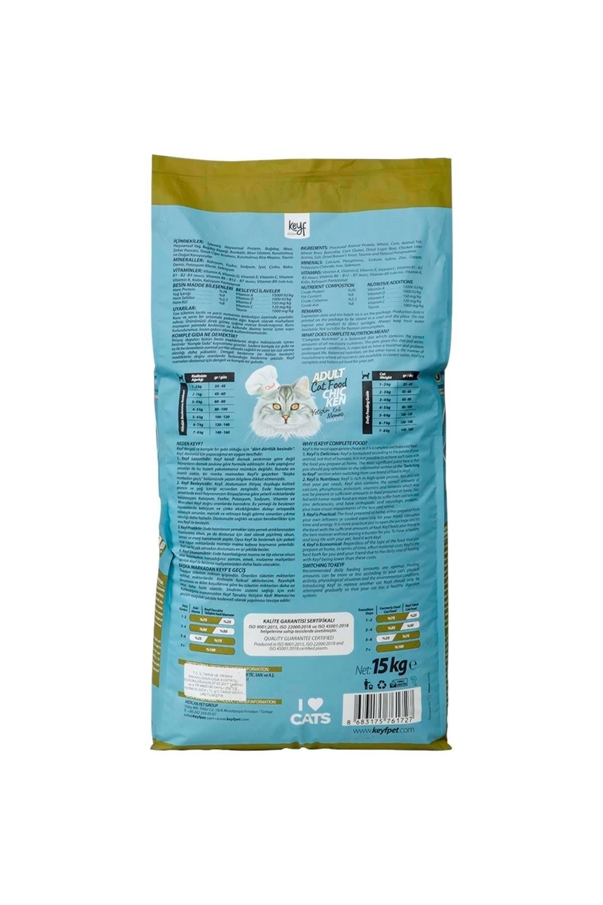 Keyf Tavuklu Kedi Maması 15 Kg - İkizler Yem MarketKeyf Tavuklu Kedi Maması 15 Kg