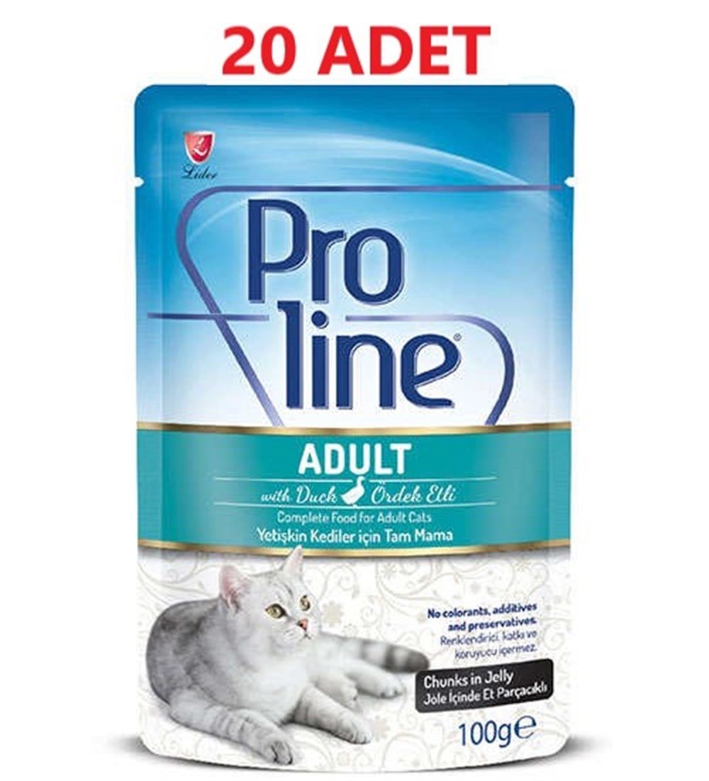 Proline Ördek Etli Jöle İçinde Et Parçalı Kedi Yaş Maması 100 Gr x 20 Adet