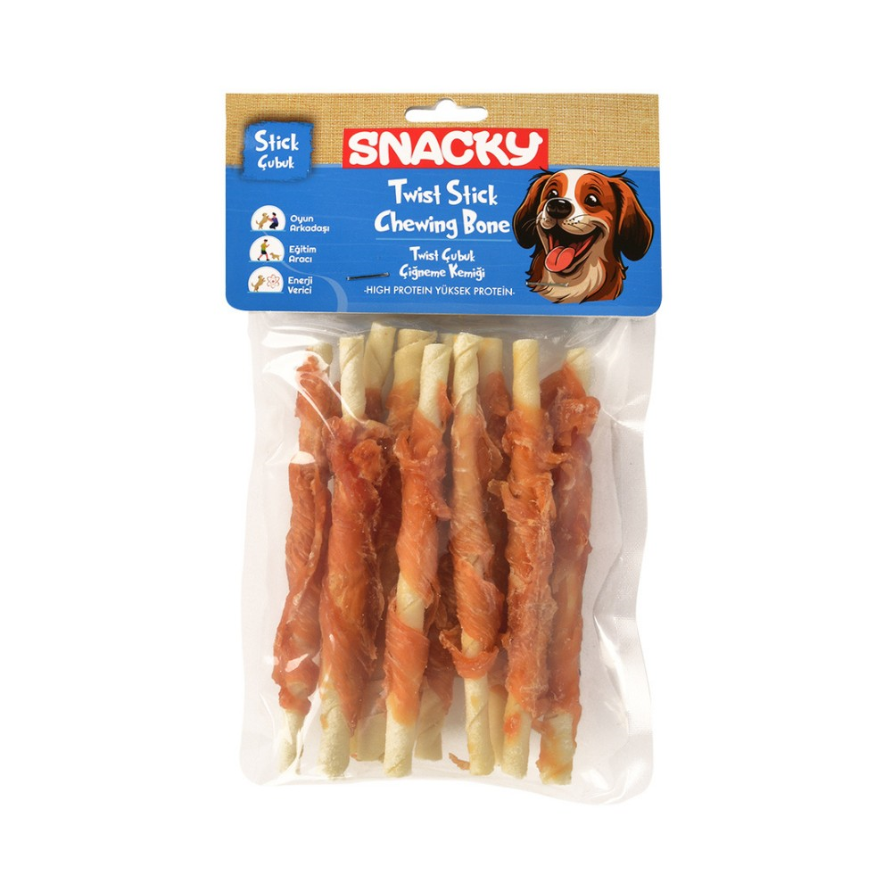 Snacky Tavuk Sargılı Twist Stick Köpek Ödül 10'lu *13cm *100g