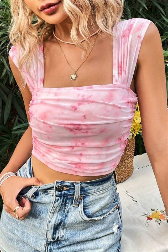 Belal Notte Toz Pembe Kare Yaka Barbie Dream Bluz B-5509