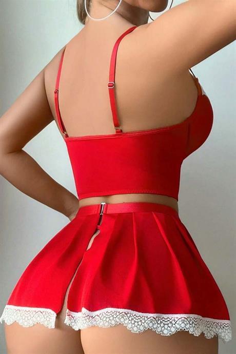 Bella Notte Kırmızı Fransız Model Hizmetçi Kostüm 17038