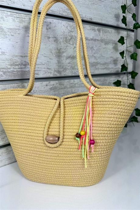 Bella Notte Sarı Kadın El Yapımı Günlük/Plaj Çantası 8004