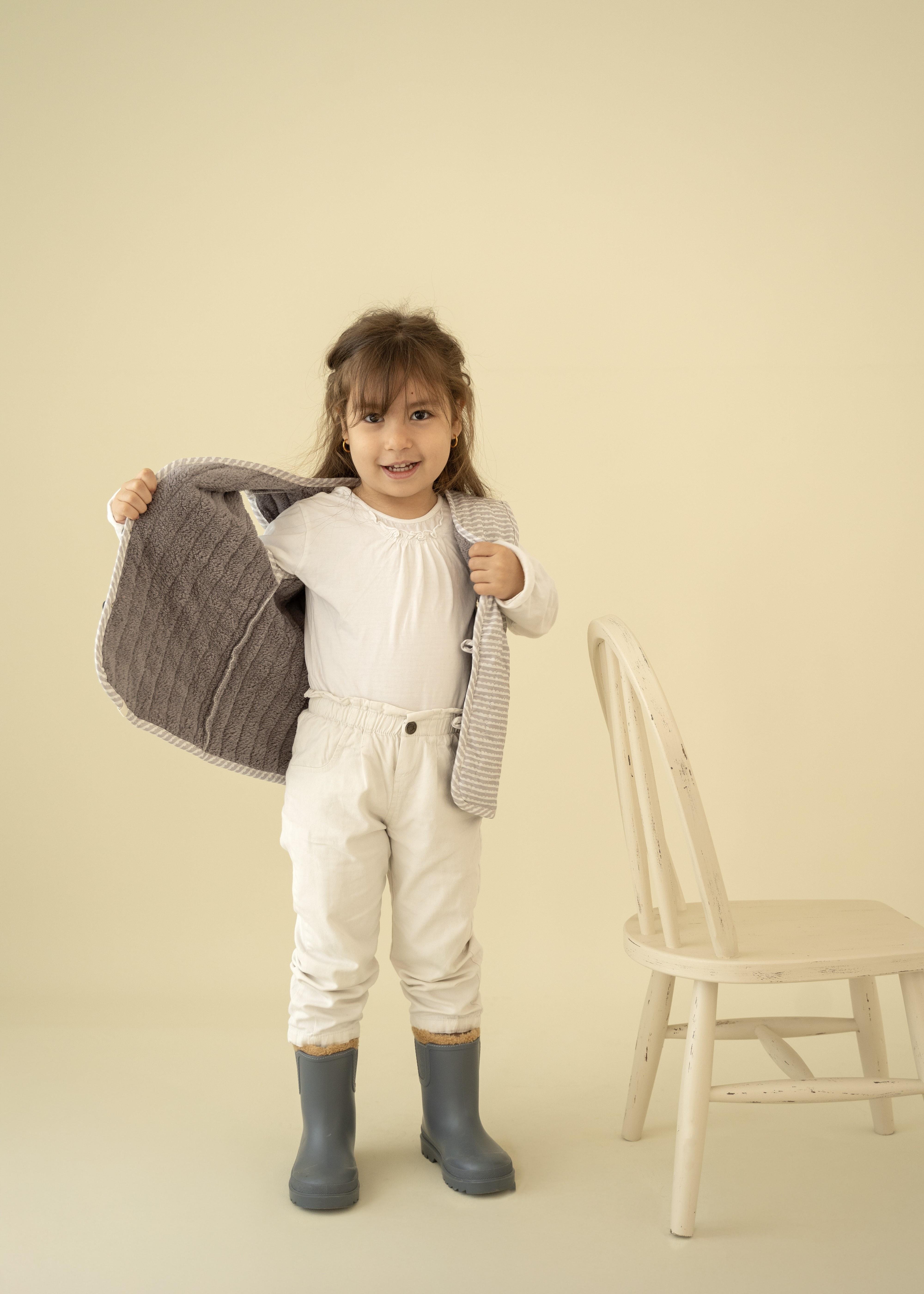YELEKYelek & CeketKİRAZKİDSGri Bulut Desenli Peluş Bebek YeleğiKİMPEKSTEKSTİL 