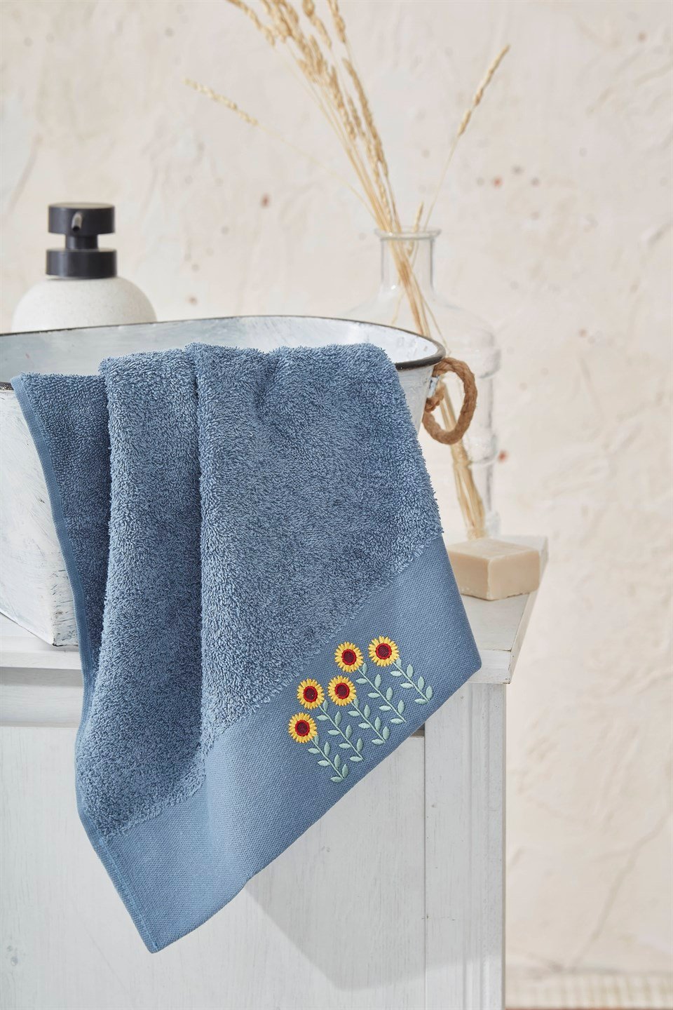HAVLU  Banyo HavlusuKİRAZHOMESUNFLOWER Pamuklu indigo Havlu SetiKİMPEKS TEKSTİL