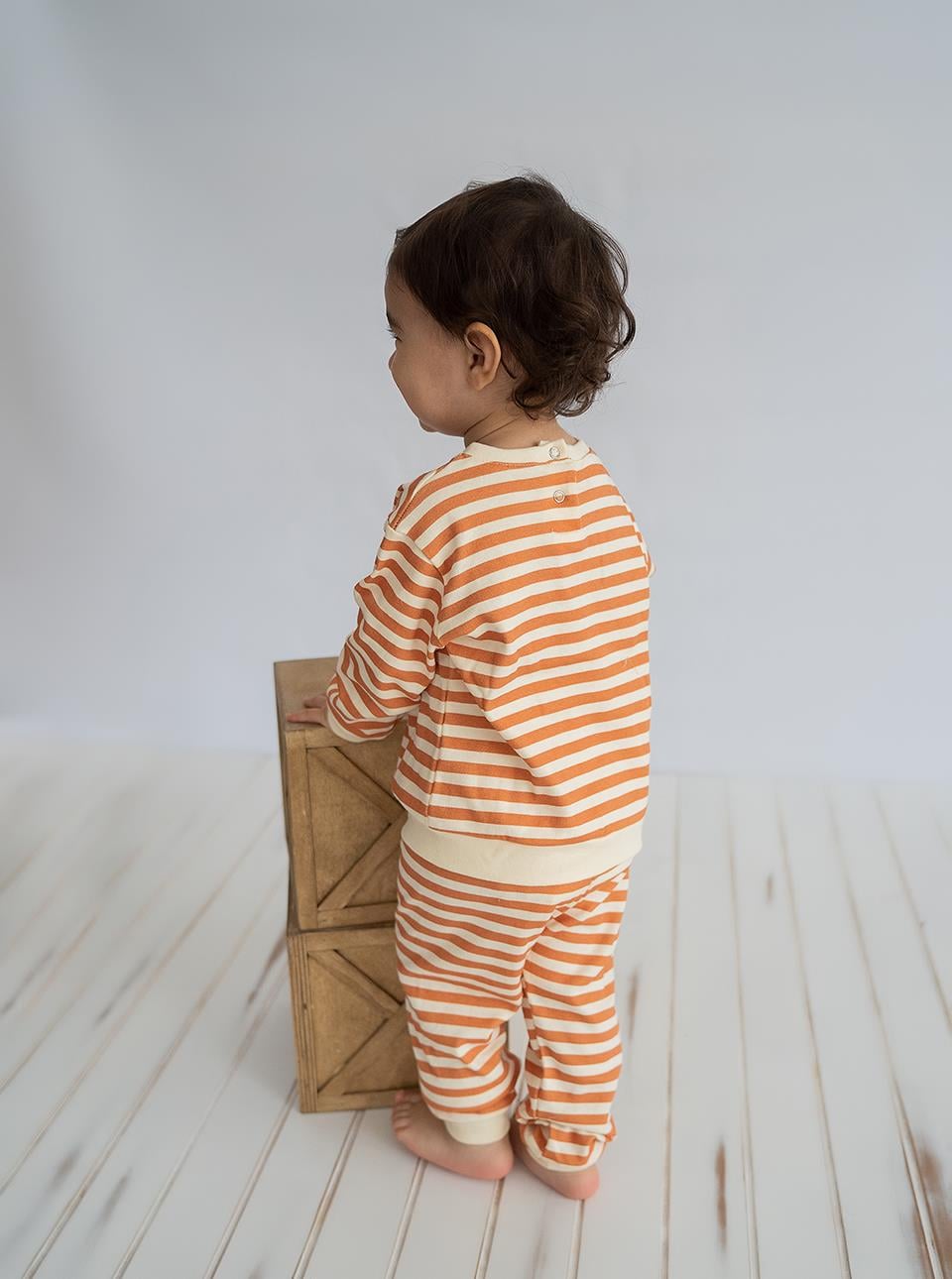PİJAMA TAKIMIPijama TakımıKİRAZKİDSTuruncu Çizgi Desenli Pamuklu Pijama TakımıKİMPEKS TEKSTİL