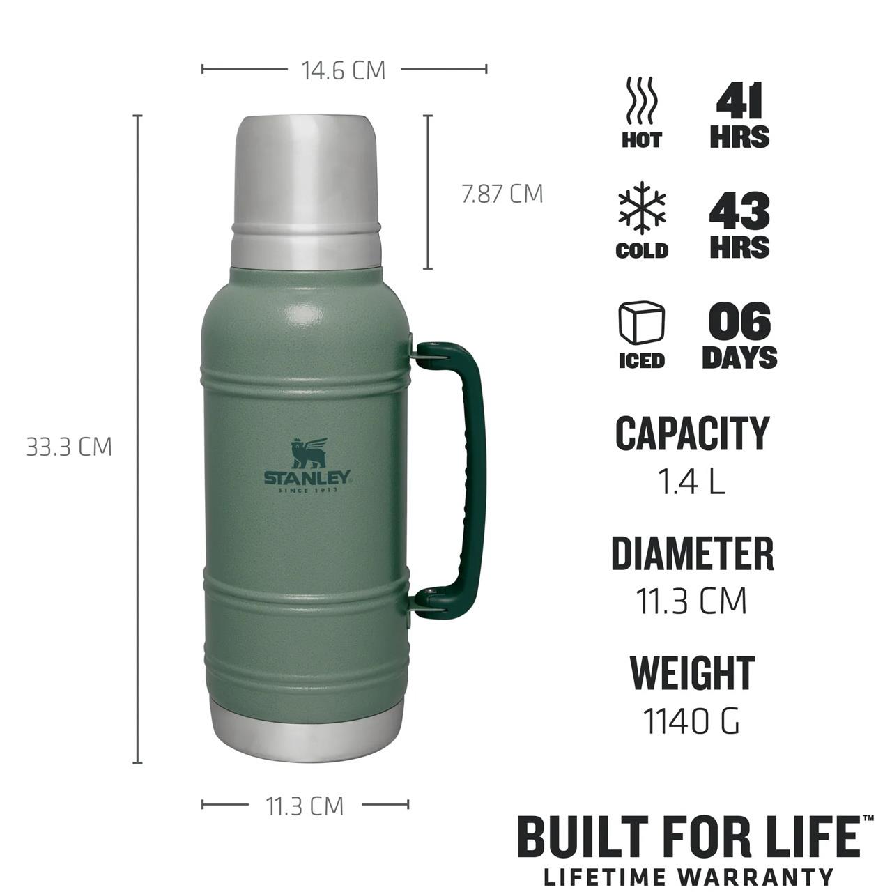 Stanley The Artisan Thermal Bottle 1.4L / 1.5Qt Hammertone Green Termos