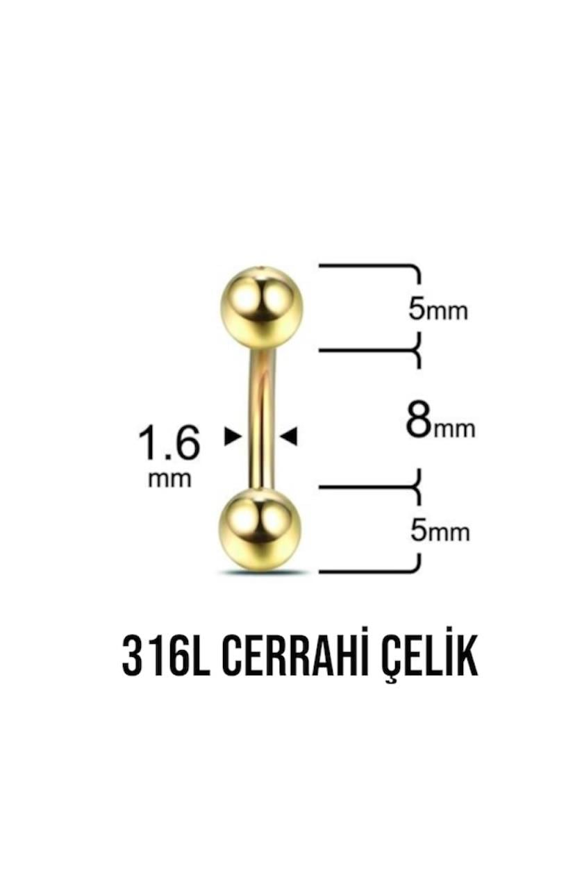 Altın Göbek Piercing 8 MM Cerrahi Çelik