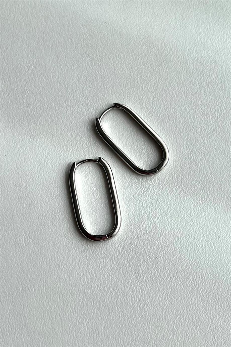 Basic Oval Küpe Çifti | Çelik