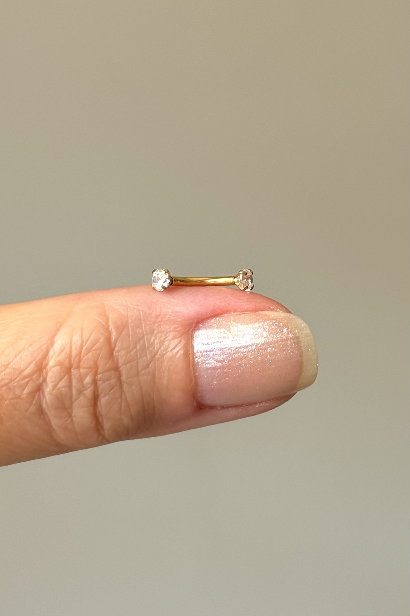 Cerrahi Çelik Rook Kaş Piercing 3mm Taş 8mm Bar