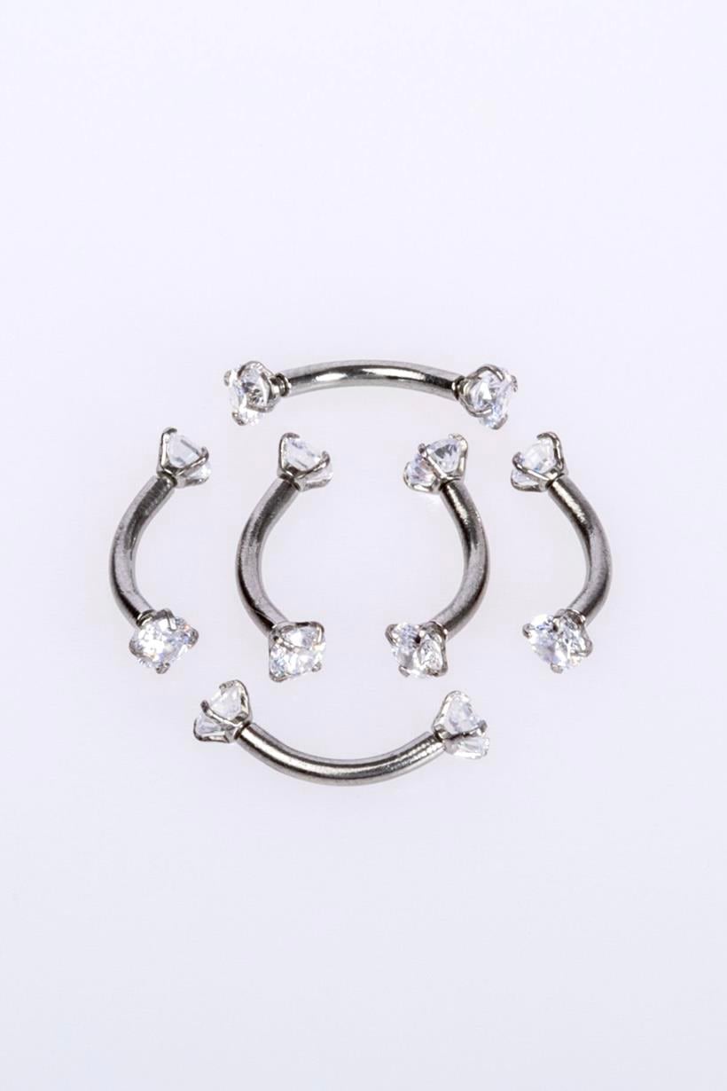 Cerrahi Çelik Rook Kaş Piercing 3mm Taş 8mm Bar