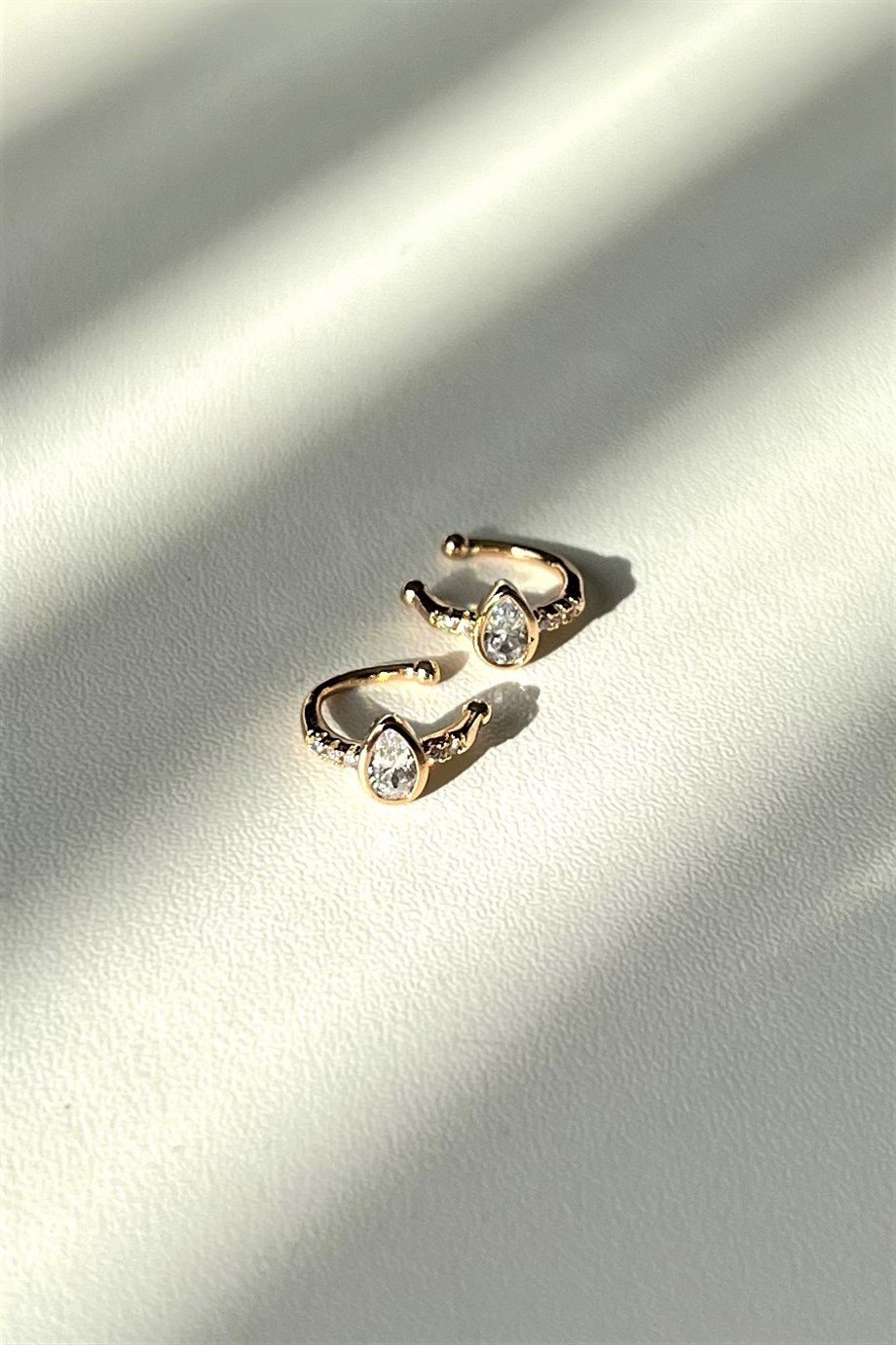 Damla Taşlı Earcuff Çifti | Çelik