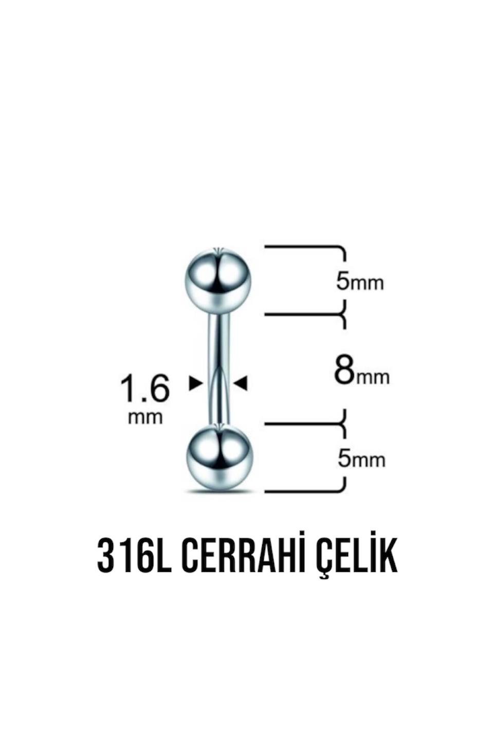 Gümüş Göbek Piercing 8 MM Cerrahi Çelik