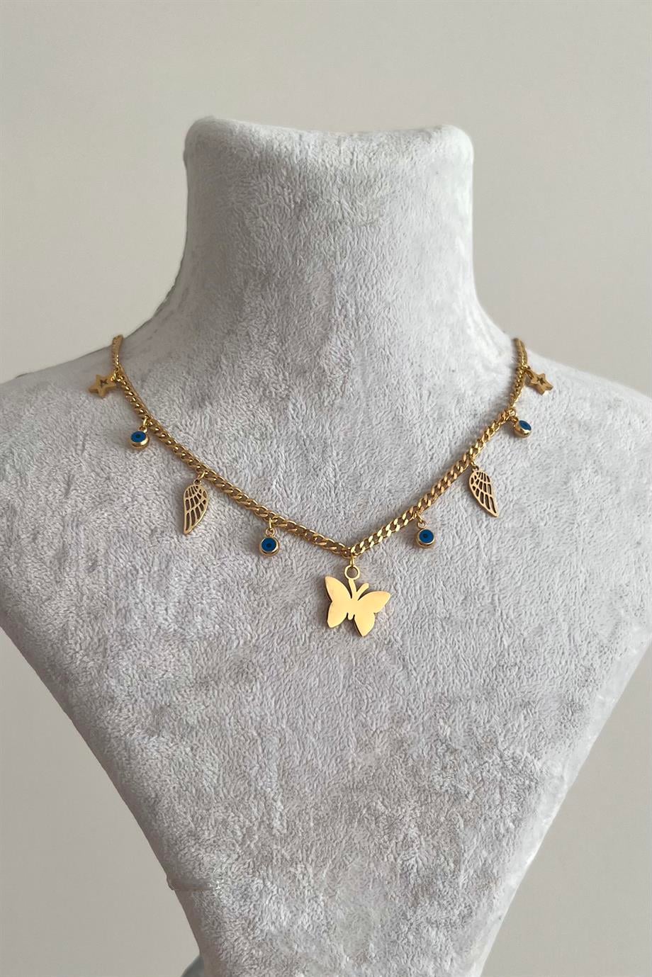 Kelebekli Charm Kolye | Çelik