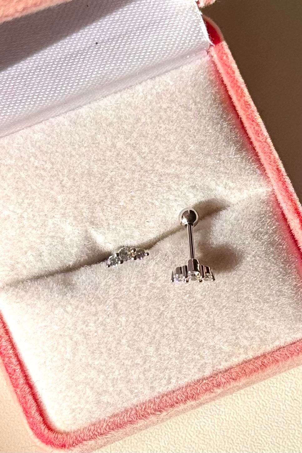 Mini 3 Taşlı Piercing Cerrahi Çelik