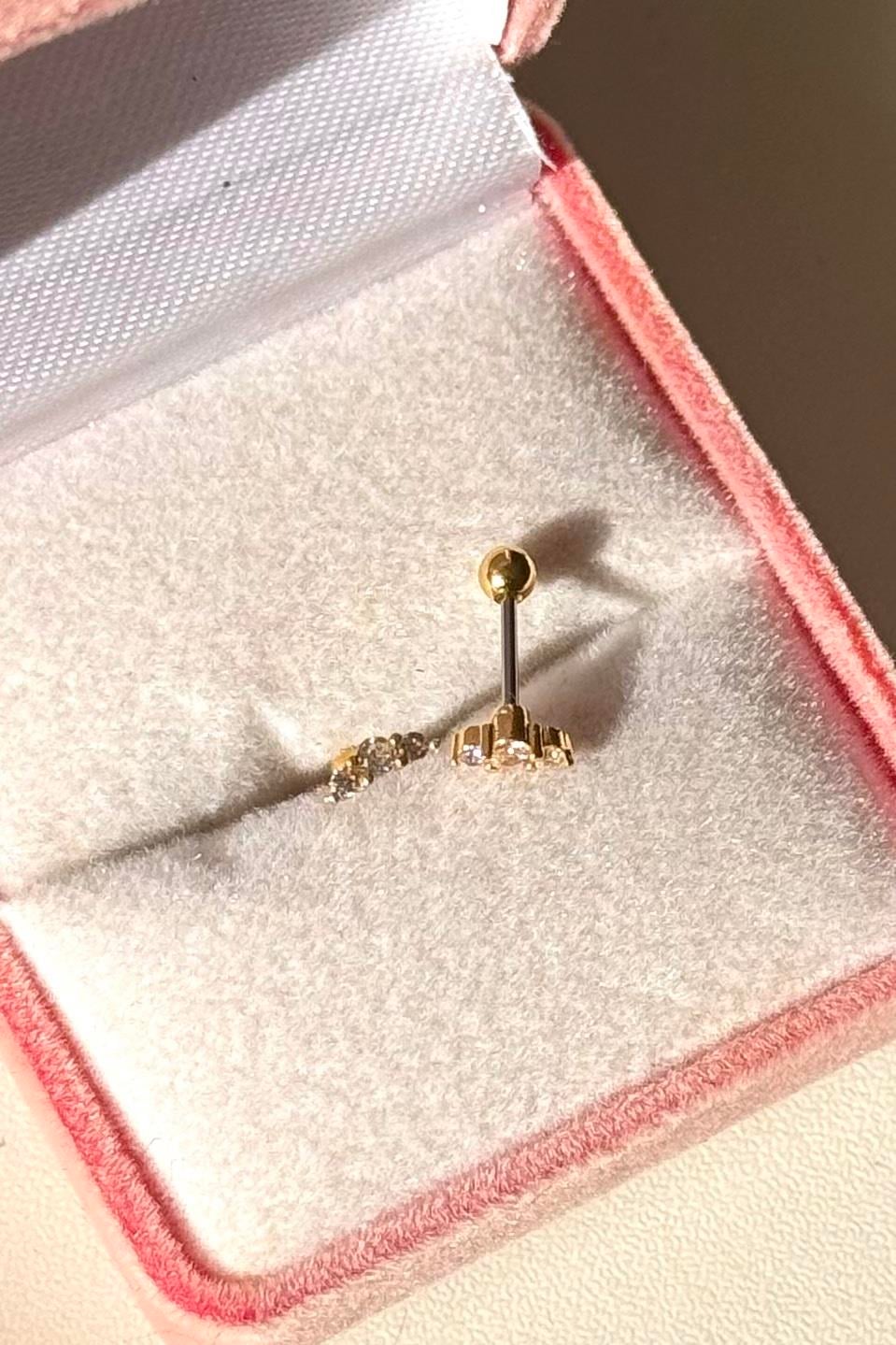 Mini 3 Taşlı Piercing Cerrahi Çelik