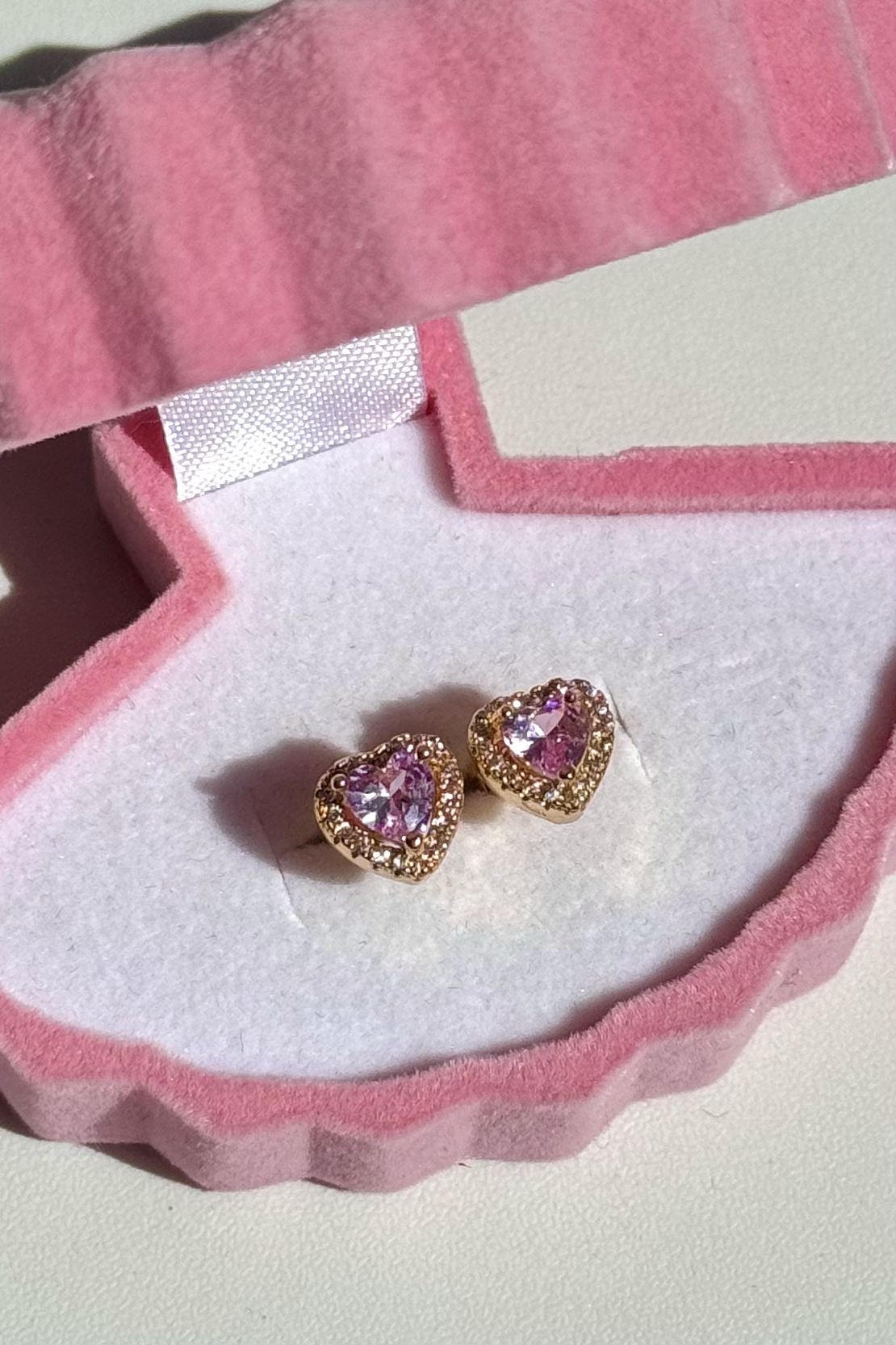 Mini Pembe Kalpli Küpe Çifti Çelik